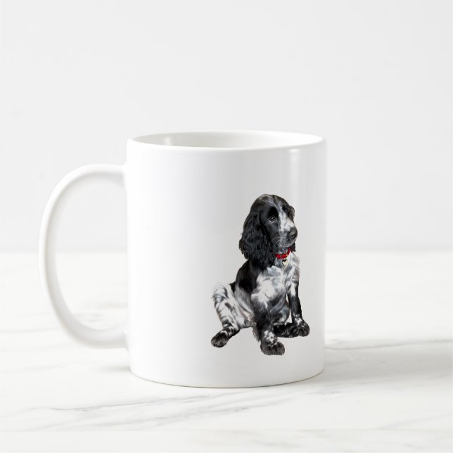 Mug Anglais Springer Spaniel Puppy - noir et blanc (Gauche)