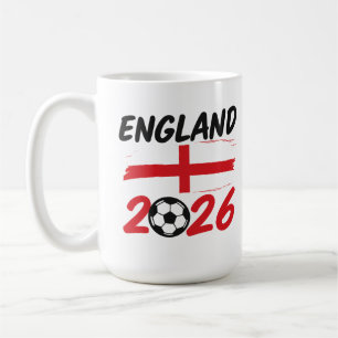Mug Angleterre 2026 Design de fan de football, croix e