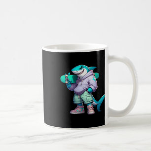 Mug Animal de skate drôle requin cool sur skateboard