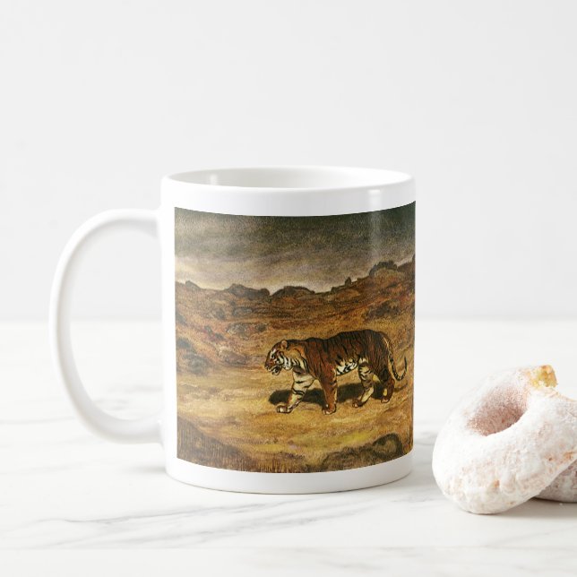 Mug Animal sauvage vintage, tigre du Bengale parcouran (Avec donut)