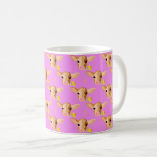 Mug Animalier - Veau Mignon avec Fleur