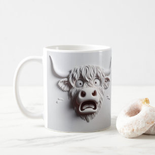 Mug Animaux amusants de vache de haute-terre rayée 3D