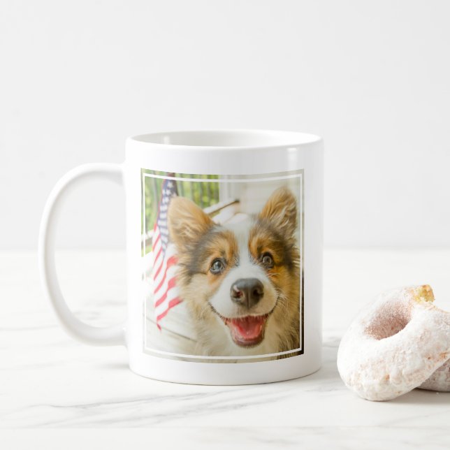 Mug Animaux de bébés cutest | Chiot de Corgi Patriotiq (Avec donut)