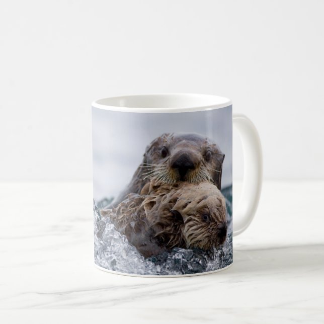 Mug Animaux de bébés cutest | Otter Baby & Mère (Devant droit)