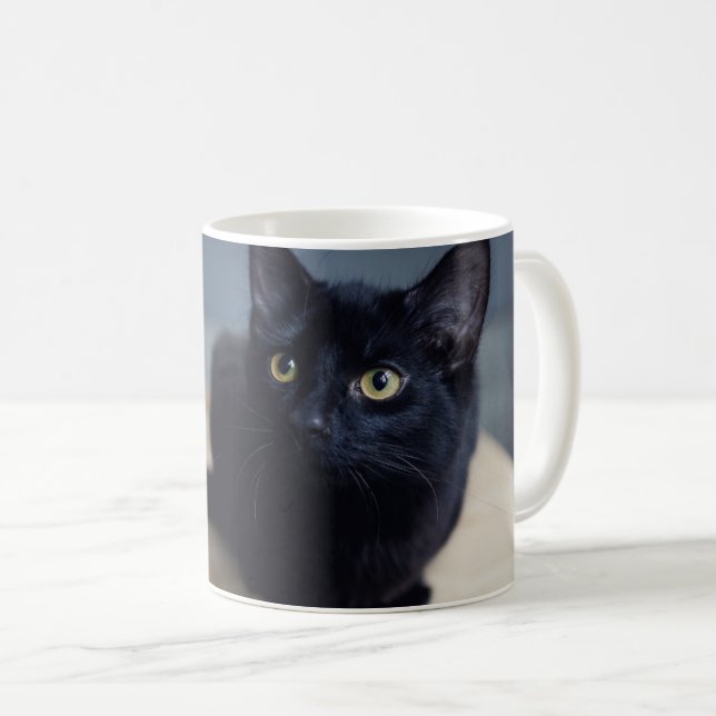 Mug Animaux de bébés cutest | Portrait d'un chat noir (Devant droit)