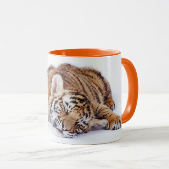 Mug Animaux de bébés cutest | Sleepy Baby Tiger Cub (Devant droit)
