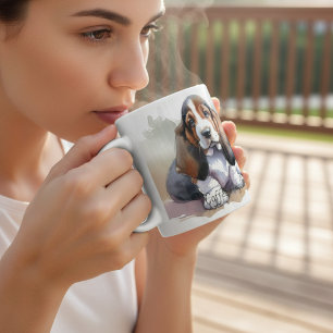 Mug Animaux de compagnie Basset Hound Brun Aquarelle