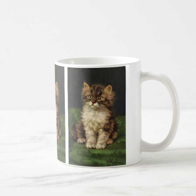 Mug Animaux de compagnie vintage, chaton rayé tabby mi (Droite)