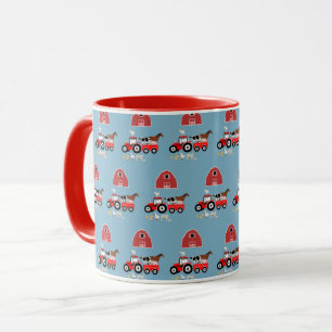 Mug Animaux de ferme et tracteur rouge Barnyard Boys M
