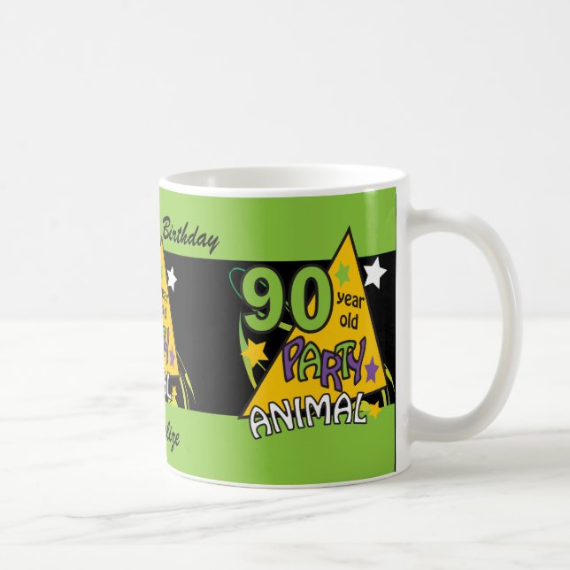 Mug Animaux de fête de 90 ans | 90e anniversaire (Droite)