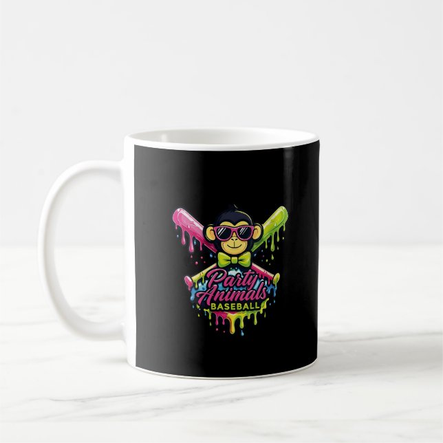 Mug Animaux de fête de baseball drôle de singe pour fe (Gauche)