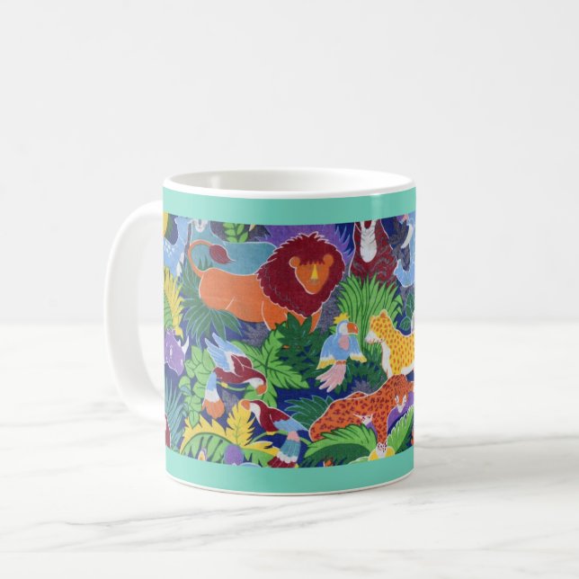 Mug Animaux de jungle colorés (Devant gauche)