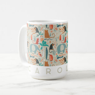 Mug Animaux de la jungle fantaisistes Safari Nom perso