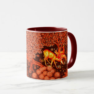 Mug ANIMAUX FORESTIERS, DEERS PAR BROOK Red Yellow Flo