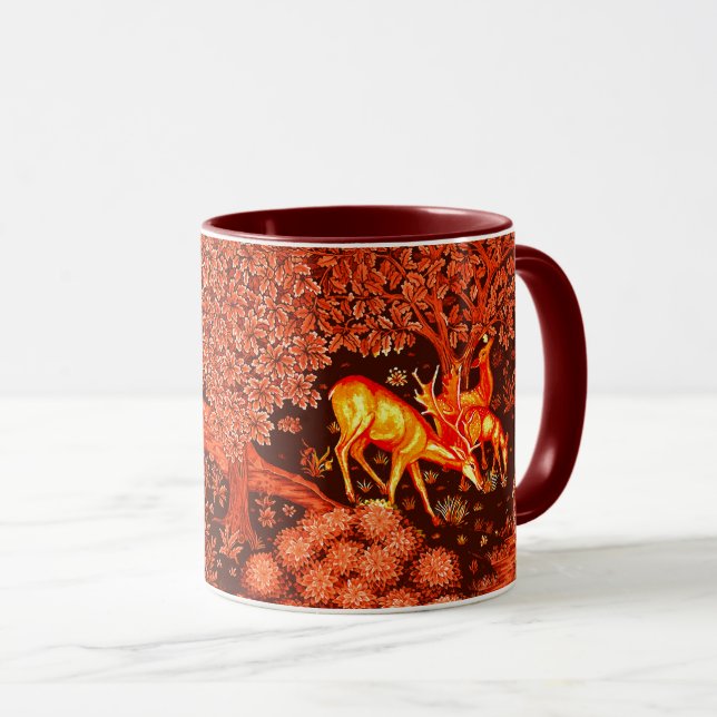 Mug ANIMAUX FORESTIERS, DEERS PAR BROOK Red Yellow Flo (Devant droit)