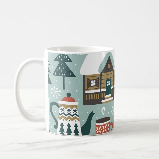 Mug Animaux forestiers : Hiver Vintage sans couture. (Gauche)