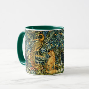 Mug ANIMAUX FORESTIERS, RAVEN, FOX, PEACOCK Blue Green