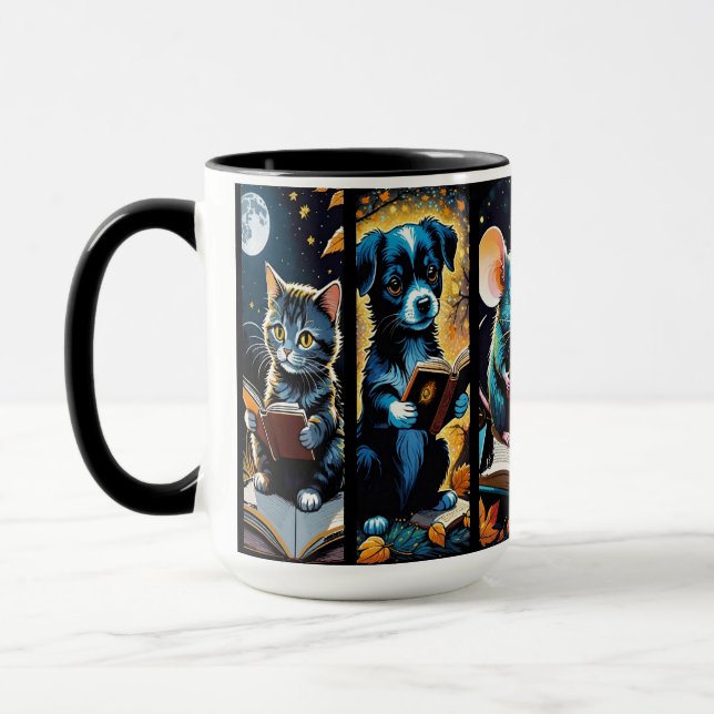 Mug Animaux Mignons Amoureux des Livres (Gauche)
