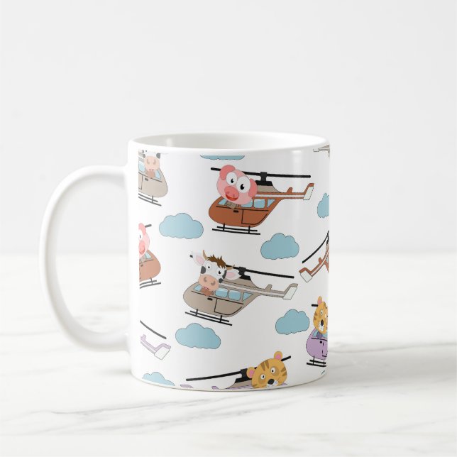 Mug Animaux Mignons Dans Un Motif D'Hélicoptère (Gauche)