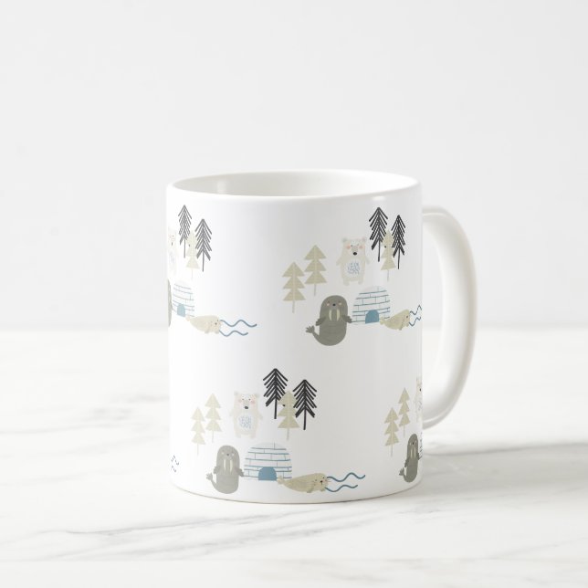 Mug Animaux mignons de l'Arctique en hiver (Devant droit)