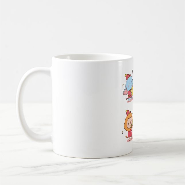 Mug Animaux mignons Eléphant, Giraffe, Singe et Lion M (Gauche)