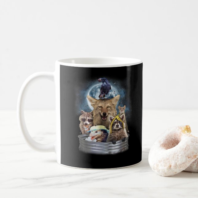 Mug Animaux Poubelles Hurlements à la Lune Équipe Drôl (Avec donut)