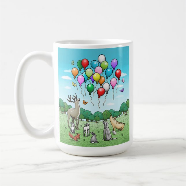 Mug Animaux regardent les ballons colorés (Gauche)