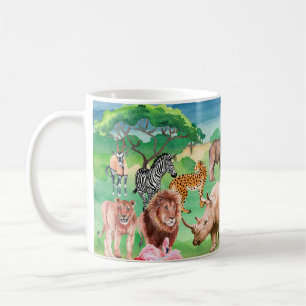 Mug Animaux sauvages d'Afrique sur l'arrière - plan de