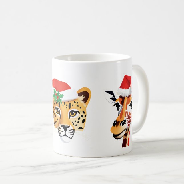 Mug Animaux sauvages de Safari Père Noël Costume de No (Devant droit)