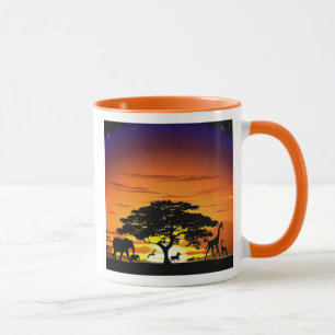 Mug Animaux sauvages sur le coucher de soleil de la sa