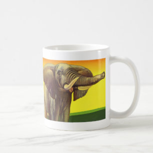 Mug Animaux sauvages vintages, éléphant africain au co