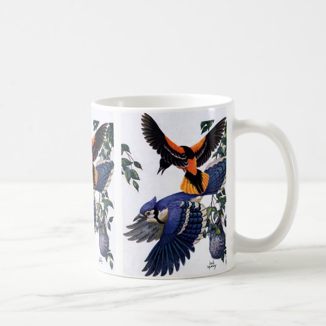 Mug Animaux sauvages vintages Oiseaux, Jays Bleus Vola (Droite)