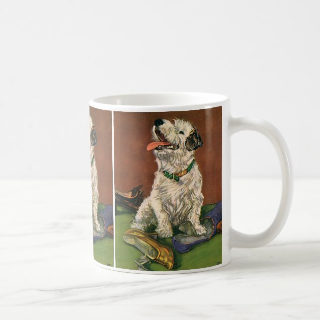 Mug Animaux Vintage, Chiot Terrier Mignon Mâchant des  (Droite)