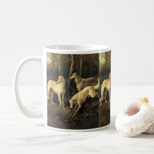 Mug Animaux vintage, Lévriers de chasse en forêt