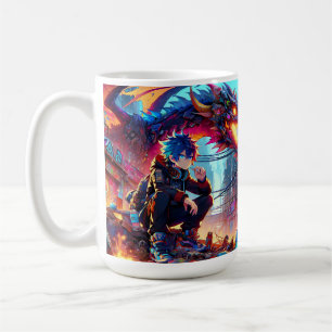 Mug Anime Boy et Dragon dans un monde dystopique