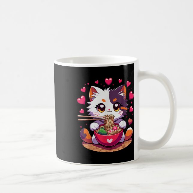 Mug Anime Chat Manger Des Nouilles De Ramen Avec Le Co (Droite)