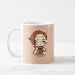 Mug Anime Chibi fille avec café