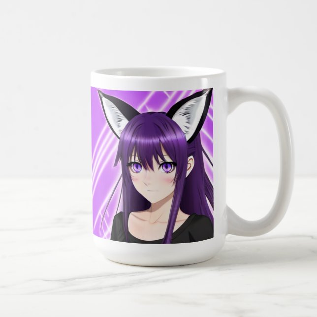 Mug Anime fille avec cheveux et yeux pourpres (Droite)