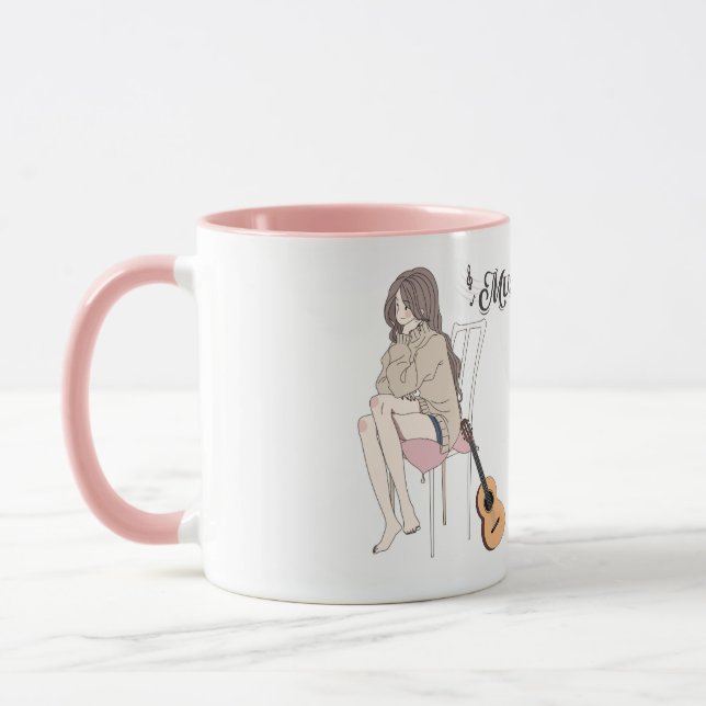 Mug Anime Girl assise avec gwt & Music Notes - Aesthe (Gauche)