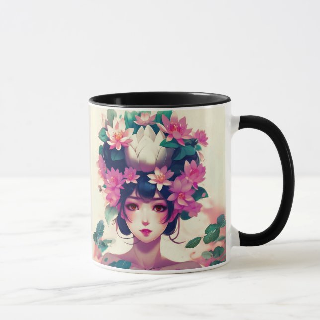 Mug Anime Girl Crowned with Lotus Blossoms (Droite)