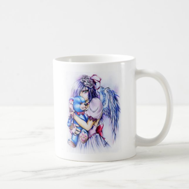 Mug Anime Gothique Rose Angel Girl Avec Teddy (Droite)