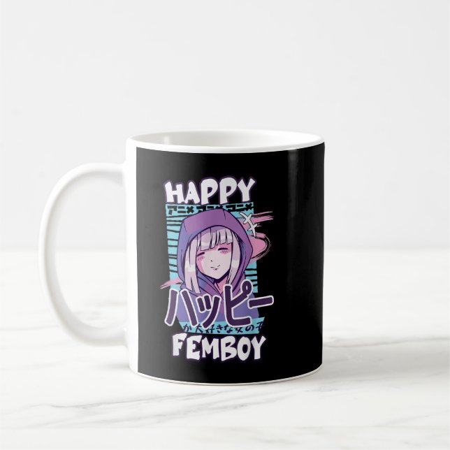 Mug Anime Happy Femboy avec Happy en japonais - mignon (Gauche)