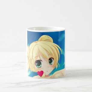 Mug Anime manga blond vert yeux coeur fille