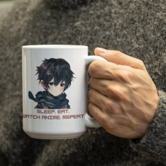 Mug Anime mignon garçon dire Anime Manger Sleep Répéte