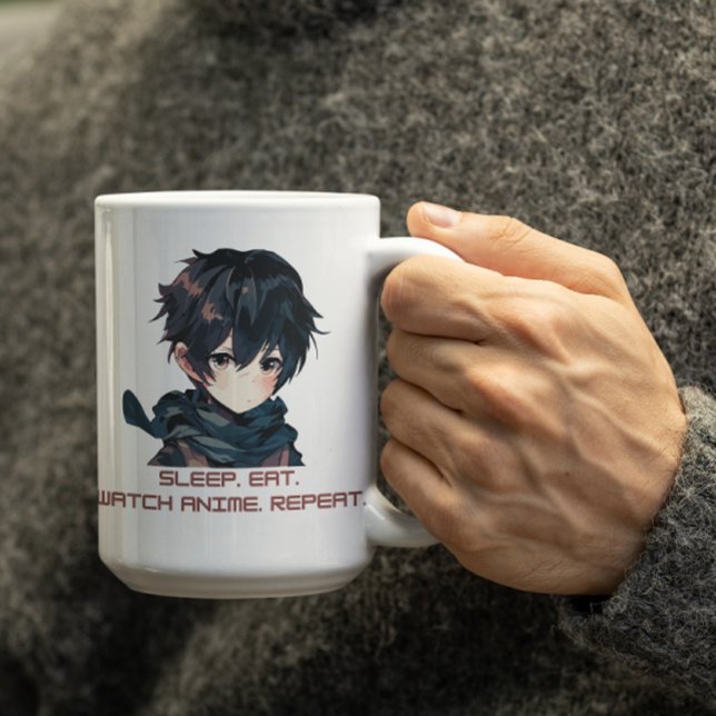 Mug Anime mignon garçon dire Anime Manger Sleep Répéte (Créateur téléchargé)