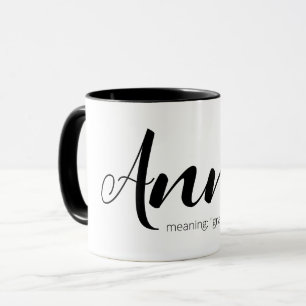 Mug ANNA Nom Signifiant Minimal moderne Black Text Gir