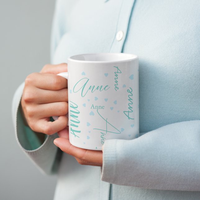 Mug Anne romantique (nom personnalisé) délicat coeur b (Créateur téléchargé)