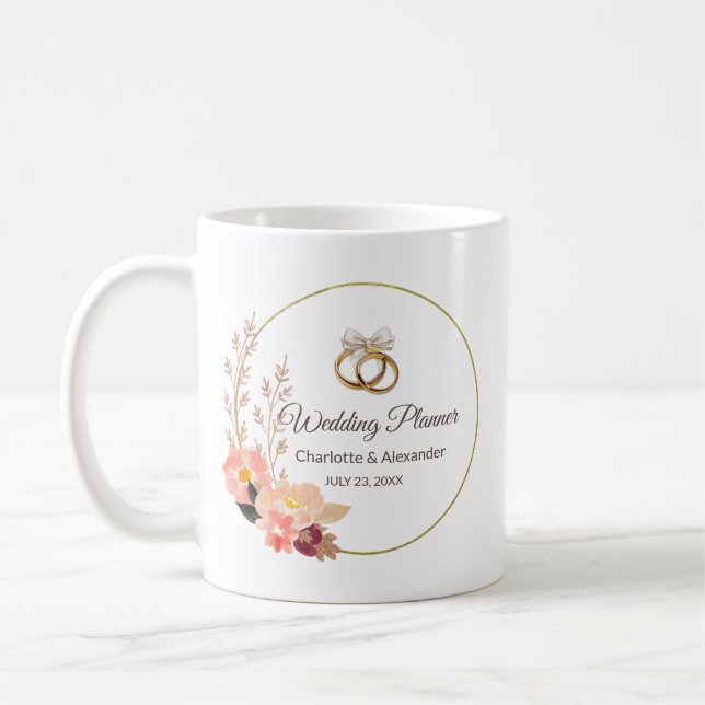 Mug Anneaux élégants Mariage Or Personnalisé (Gauche)