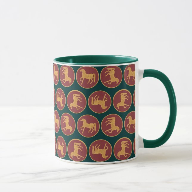 Mug Année chic du cheval Ringer Mug, vert foncé (Droite)