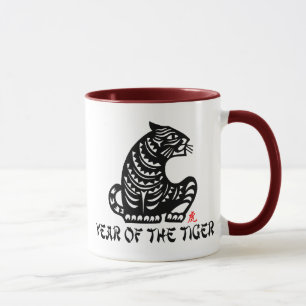 Mug Année chinoise de coupe du papier du tigre